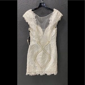 Sherri Hill 9803 Ivory with Silver Rhinestones Short Formal